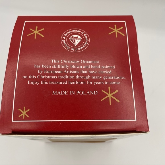 NEW Made in Poland Santa and Reindeer Hand Blown and Hand Painted Ornament - Picture 3 of 3